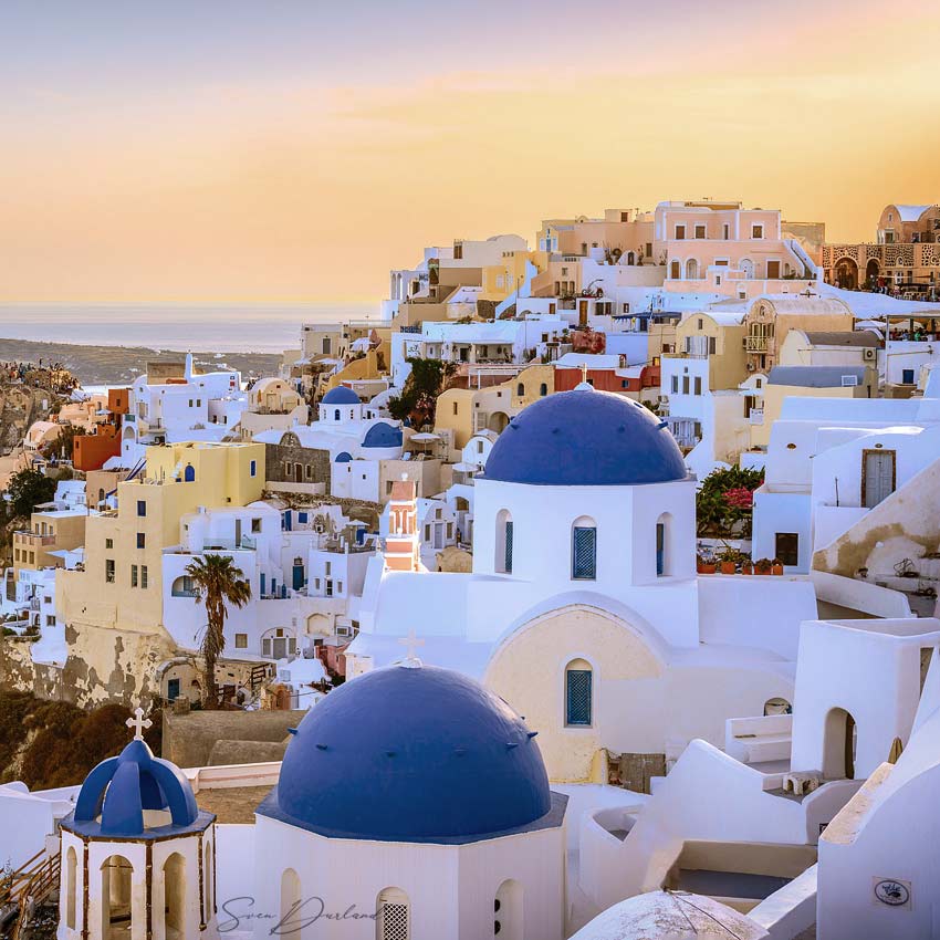 Oia Santorini view with blue domes